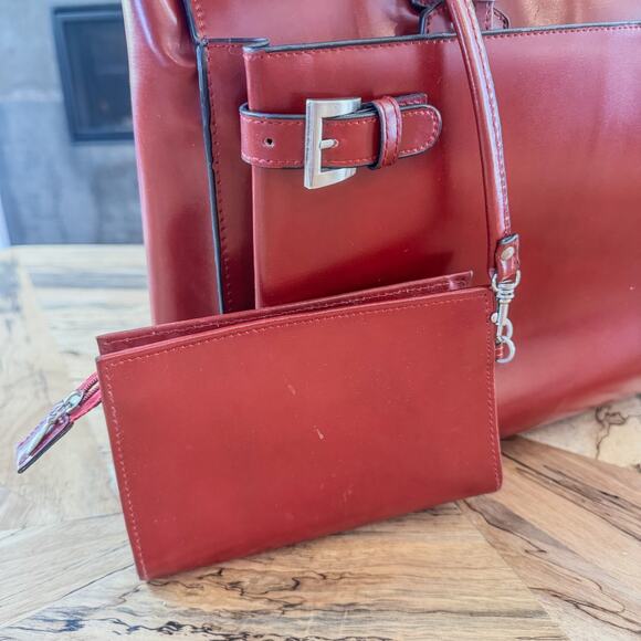 Franklin Covey Red Genuine Leather Business Organizer Tote Laptop Bag #31934.577 - Picture 12 of 15